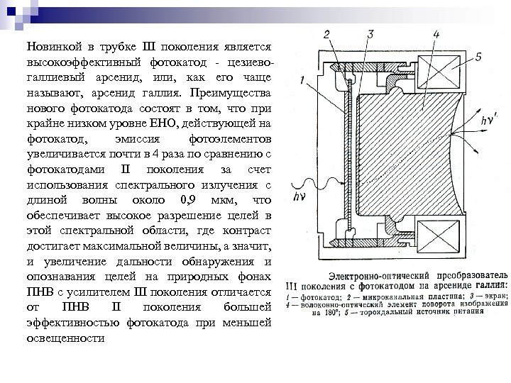 Новинкой в трубке III поколения является высокоэффективный фотокатод цезиево галлиевый арсенид, или, как его