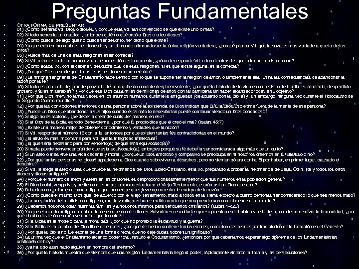 • • • • • • • • • Preguntas Fundamentales OTRA FORMA