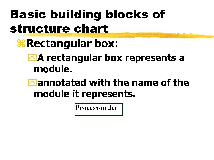 Basic building blocks of structure chart z. Rectangular box: y. A rectangular box represents