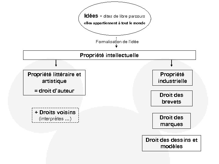Idées = dites de libre parcours elles appartiennent à tout le monde Formalisation de