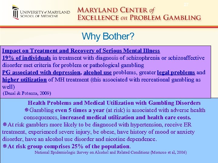 27 Why Bother? Impact on Treatment and Recovery of Serious Mental Illness 19% of