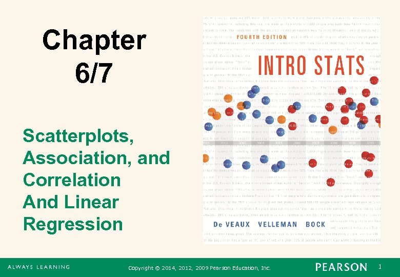 Chapter 6/7 Scatterplots, Association, and Correlation And Linear Regression Copyright © 2014, 2012, 2009