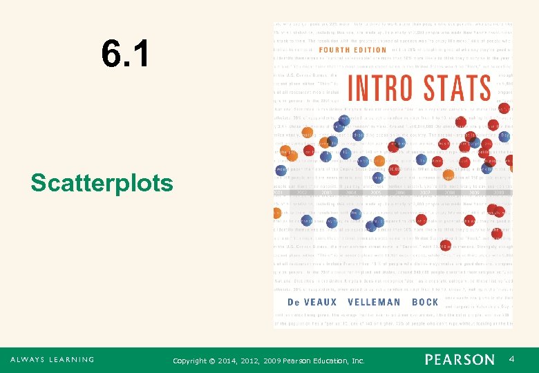 6. 1 Scatterplots Copyright © 2014, 2012, 2009 Pearson Education, Inc. 4 