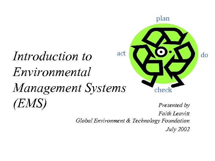 Plan Introduction To Environmental Management Systems Ems Act - 