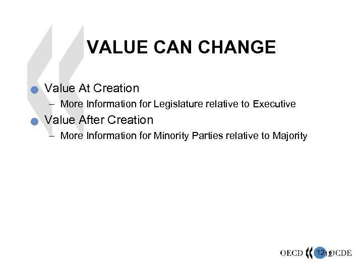VALUE CAN CHANGE n Value At Creation – More Information for Legislature relative to