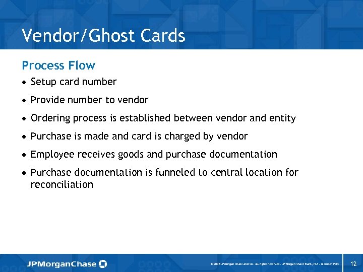 Vendor/Ghost Cards Process Flow · Setup card number · Provide number to vendor ·
