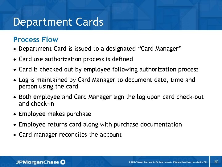 Department Cards Process Flow · Department Card is issued to a designated “Card Manager”