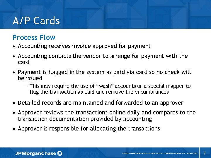 A/P Cards Process Flow · Accounting receives invoice approved for payment · Accounting contacts