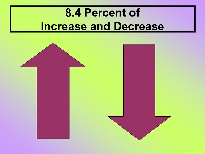 8. 4 Percent of Increase and Decrease 