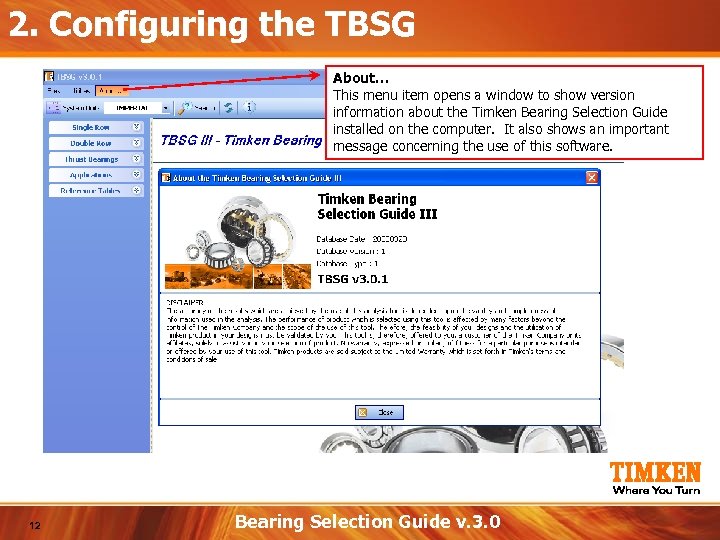 2. Configuring the TBSG About… This menu item opens a window to show version