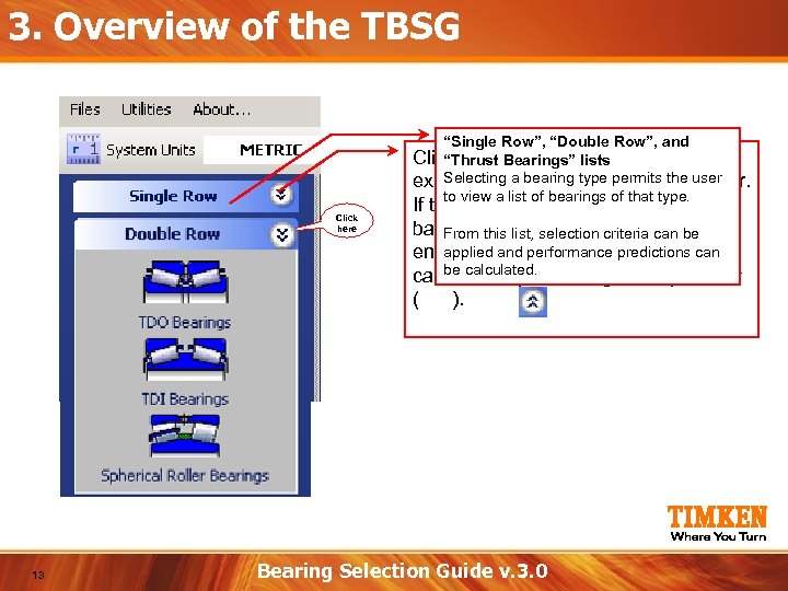 3. Overview of the TBSG “Single Row”, “Double Row”, and Click the "down" arrow