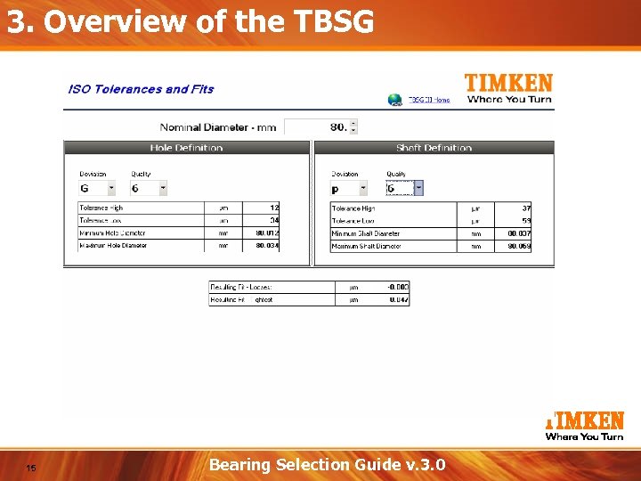 3. Overview of the TBSG 15 Bearing Selection Guide v. 3. 0 