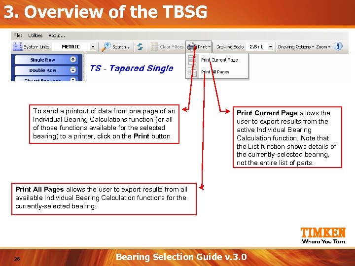 3. Overview of the TBSG To send a printout of data from one page