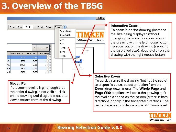 3. Overview of the TBSG Interactive Zoom To zoom in on the drawing (increase