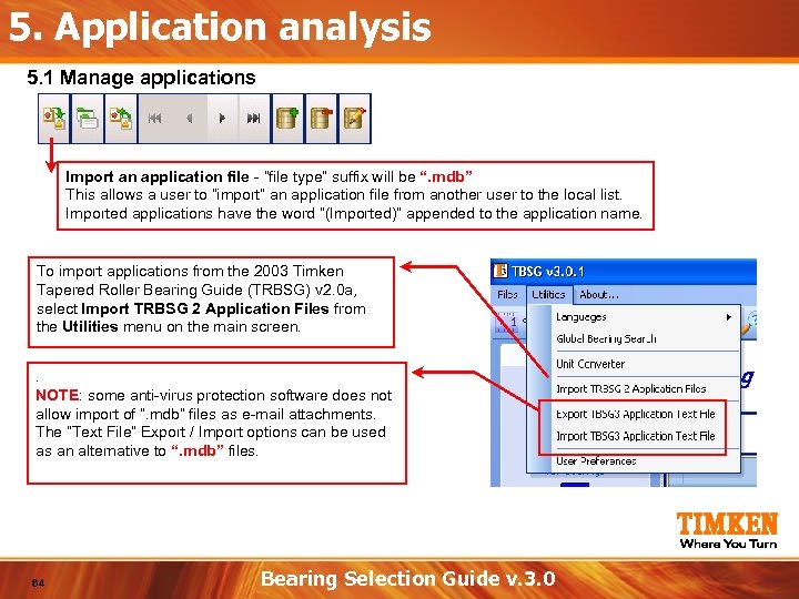 5. Application analysis 5. 1 Manage applications Import an application file - “file type”