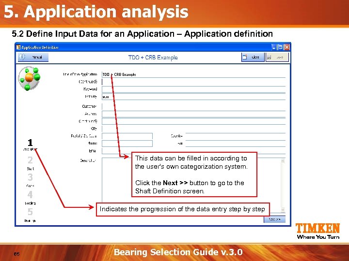 5. Application analysis 5. 2 Define Input Data for an Application – Application definition