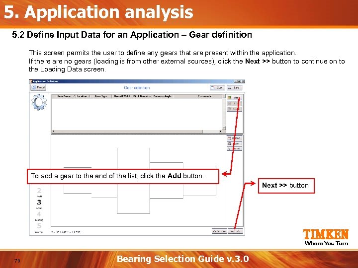 5. Application analysis 5. 2 Define Input Data for an Application – Gear definition