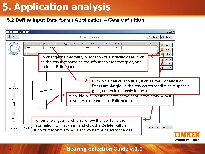 5. Application analysis 5. 2 Define Input Data for an Application – Gear definition