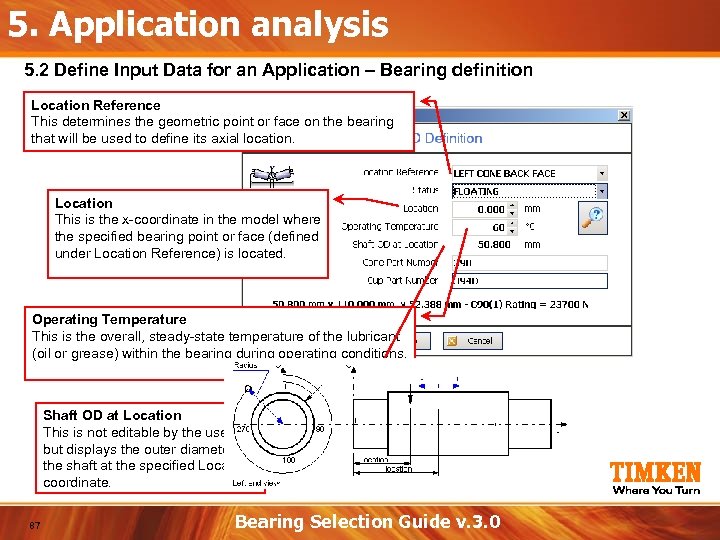 5. Application analysis 5. 2 Define Input Data for an Application – Bearing definition