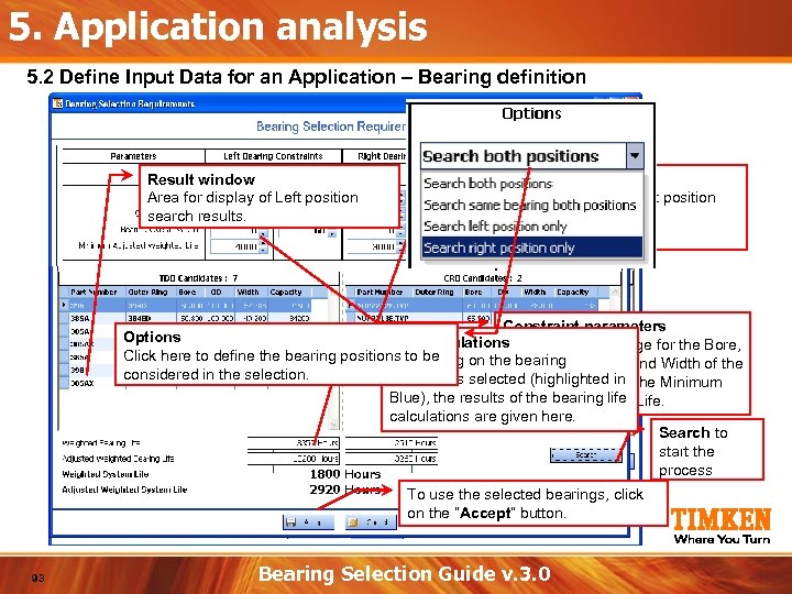 5. Application analysis 5. 2 Define Input Data for an Application – Bearing definition