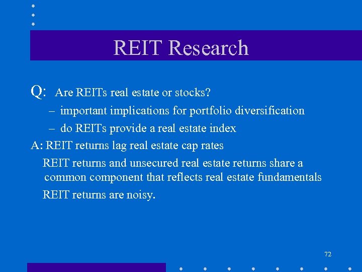 REIT Research Q: Are REITs real estate or stocks? – important implications for portfolio