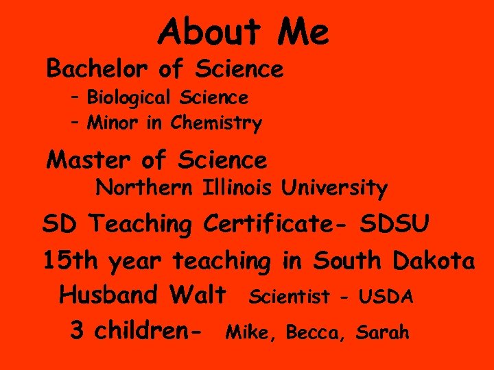 Biology Brookings High School Kelly Riedell About