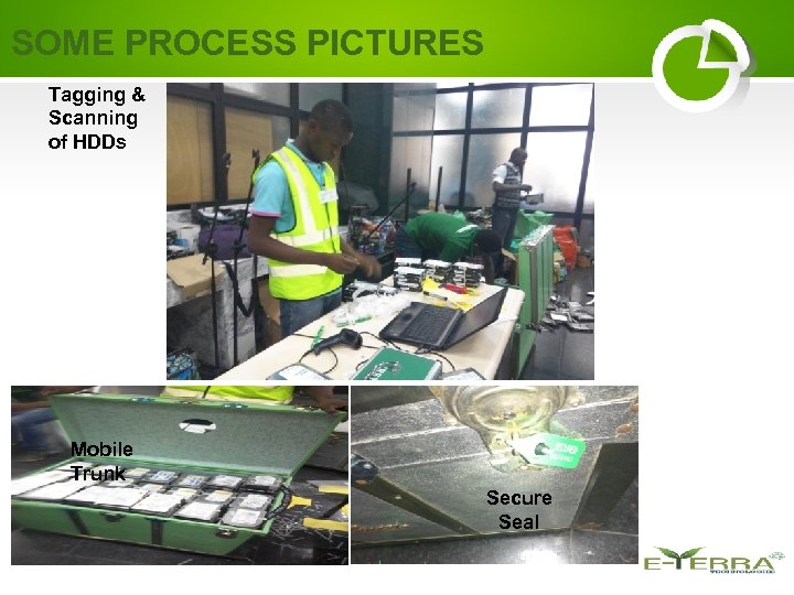 SOME PROCESS PICTURES Tagging & Scanning of HDDs Mobile Trunk Secure Seal 