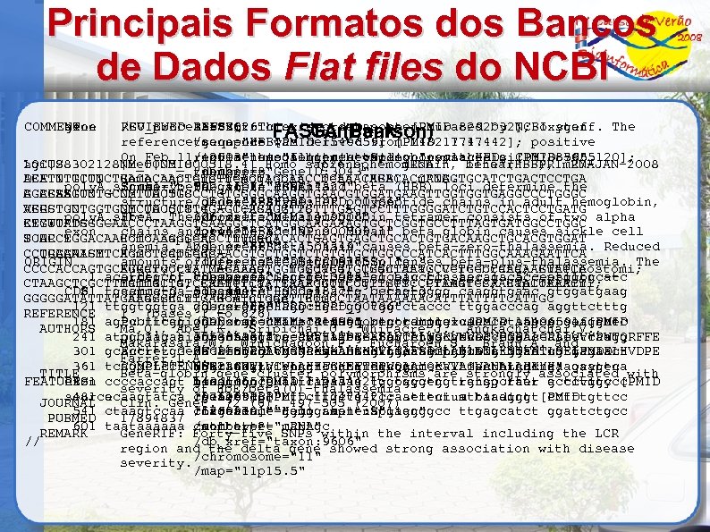 Principais Formatos dos Bancos de Dados Flat files do NCBI COMMENT exon gene /GO_process="nitric