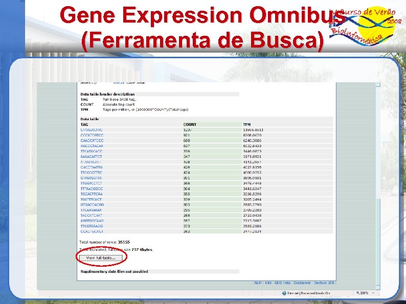 Gene Expression Omnibus (Ferramenta de Busca) 