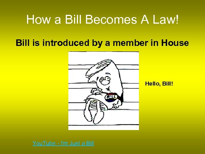 How a Bill Becomes A Law! Bill is introduced by a member in House