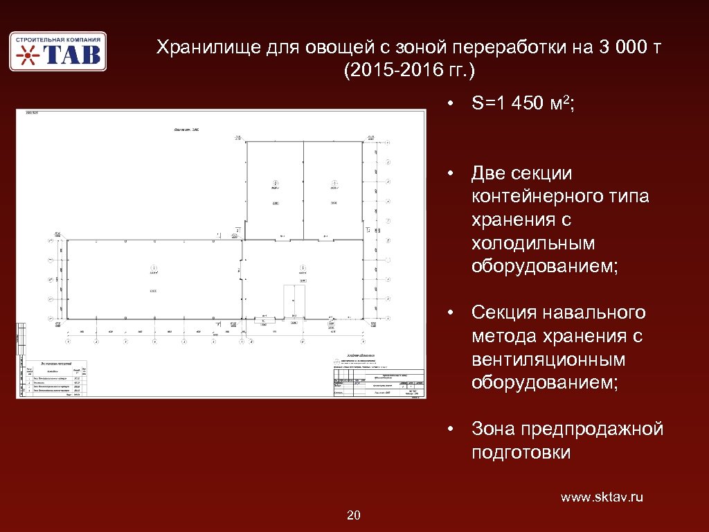 Хранилище для овощей с зоной переработки на 3 000 т (2015 -2016 гг. )
