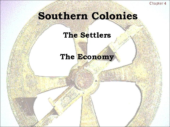 Chapter 4 Southern Colonies The Settlers The Economy 