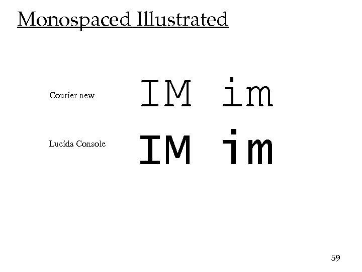 Monospaced Illustrated Courier new Lucida Console IM im 59 