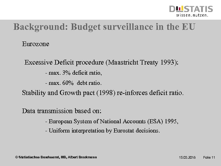Background: Budget surveillance in the EU Eurozone -Excessive Deficit procedure (Maastricht Treaty 1993): -