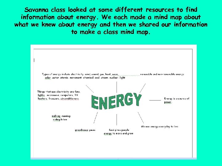 Savanna class looked at some different resources to find information about energy. We each