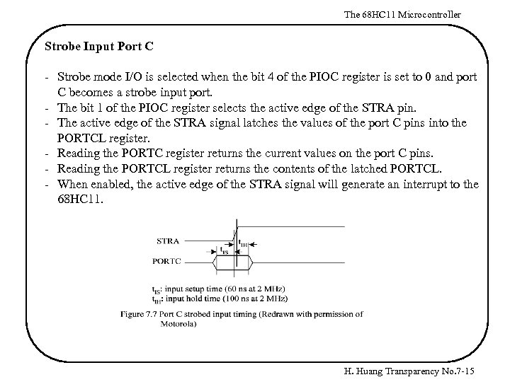 The 68 HC 11 Microcontroller Strobe Input Port C - Strobe mode I/O is