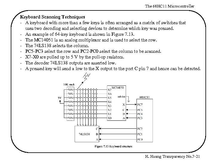 The 68 HC 11 Microcontroller Keyboard Scanning Techniques - A keyboard with more than