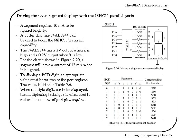 The 68 HC 11 Microcontroller Driving the seven-segment displays with the 68 HC 11