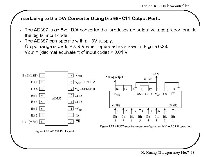 The 68 HC 11 Microcontroller Interfacing to the D/A Converter Using the 68 HC