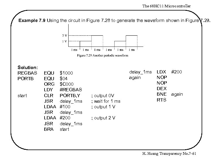 The 68 HC 11 Microcontroller Example 7. 9 Using the circuit in Figure 7.