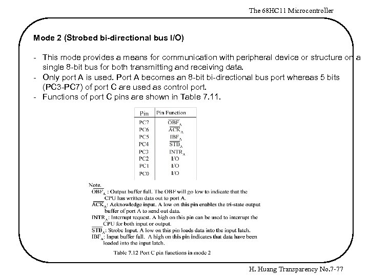 The 68 HC 11 Microcontroller Mode 2 (Strobed bi-directional bus I/O) - This mode