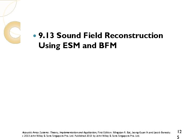  9. 13 Sound Field Reconstruction Using ESM and BFM Acoustic Array Systems: Theory,