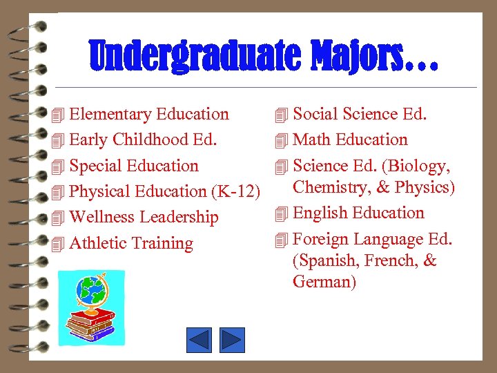 Undergraduate Majors… 4 Elementary Education 4 Social Science Ed. 4 Early Childhood Ed. 4