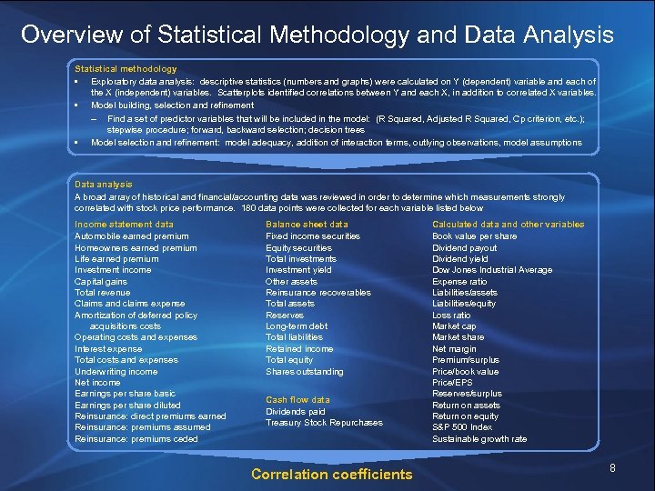 Overview of Statistical Methodology and Data Analysis Statistical methodology • Exploratory data analysis: descriptive