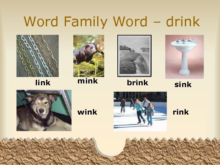 Word Family Word – drink link mink wink brink sink rink 