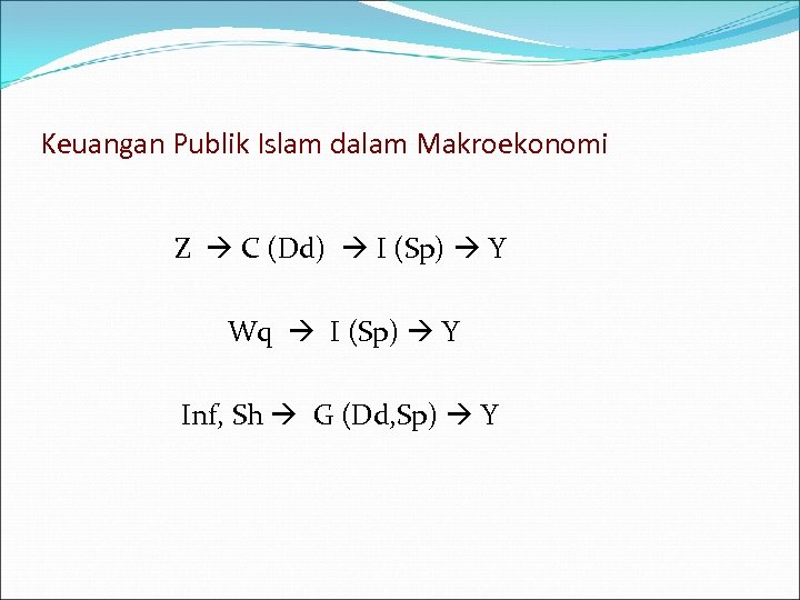 Keuangan Publik Islam dalam Makroekonomi Z C (Dd) I (Sp) Y Wq I (Sp)