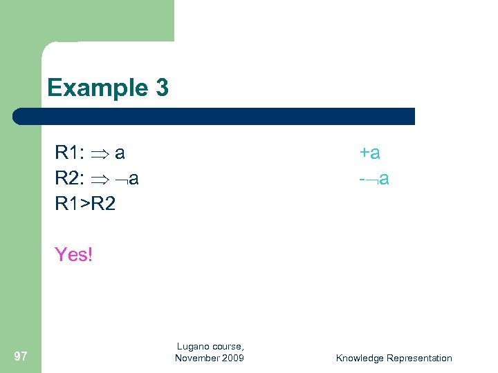 Example 3 R 1: a R 2: a R 1>R 2 +a - a