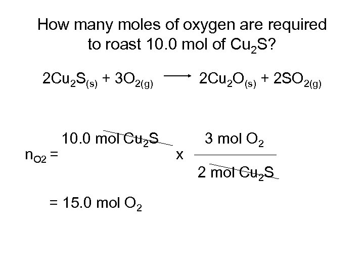 How many moles of oxygen are required to roast 10. 0 mol of Cu