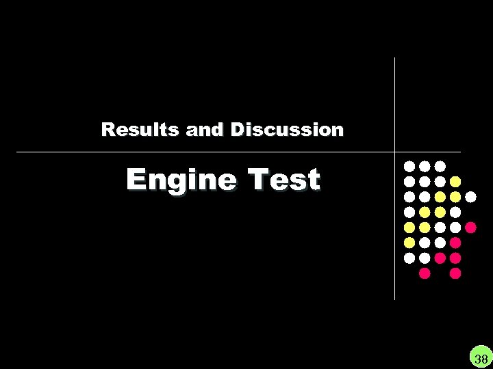 Results and Discussion Engine Test 38 