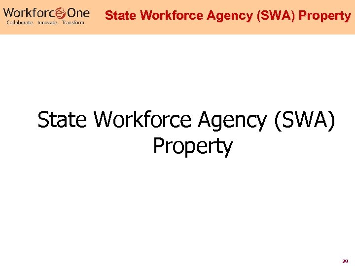 State Workforce Agency (SWA) Property 29 